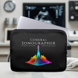 General Sonographer-Colorful Ultrasound Waves Laptop Sleeve