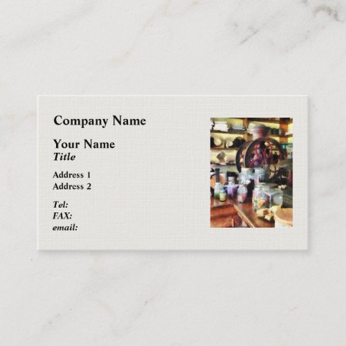 General Store With Candy Jars Business Card Template