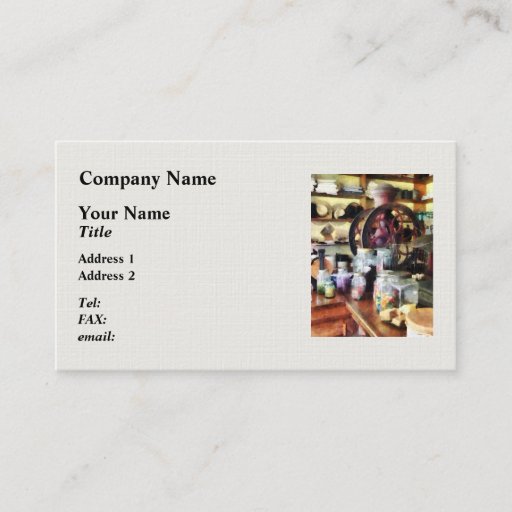 Customizable General Store With Candy Jars Business Card Template