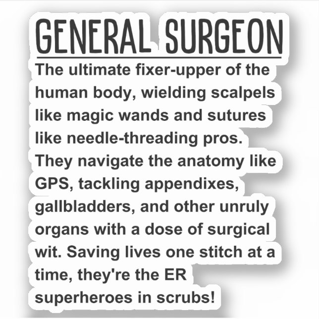General surgeon  sticker (Front)