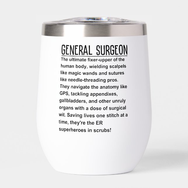 General surgeon thermal wine tumbler (Front)