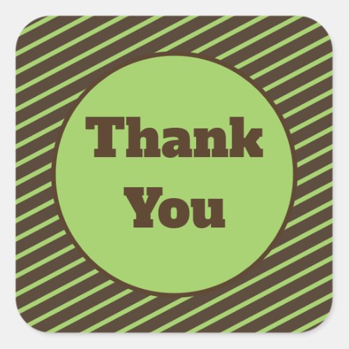 General Thank You Dark Brown with Green Stripes Square Sticker