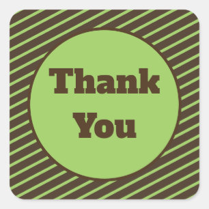 General Thank You Dark Brown with Green Stripes Square Sticker