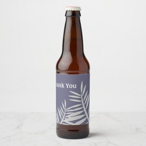 General Thank You Leaf Silhouette Blue Nature Beer Bottle Label