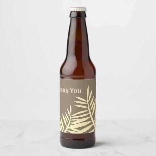 General Thank You Leaf Silhouette Brown Nature Beer Bottle Label
