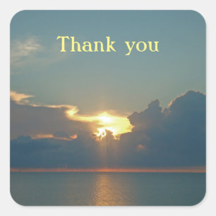 General Thank You Sunset Over Pacific Ocean Photo Square Sticker