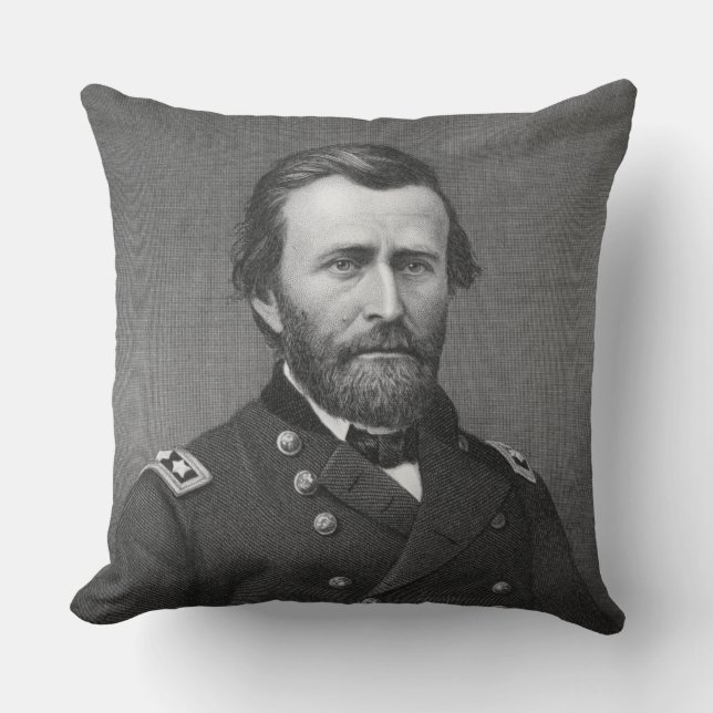 General Ulysses Simpson Grant, engraved after a da Throw Pillow (Front)