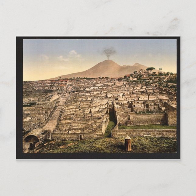 General view and Vesuvius, Pompeii, Italy vintage Postcard (Front)