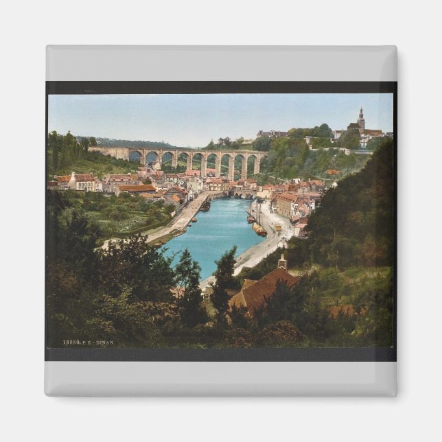 General view, Dinan, France vintage Photochrom Magnet (Front)