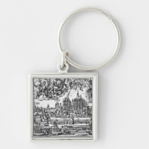 General View of Cologne, 1531 (engraving) (b/w pho Keychain
