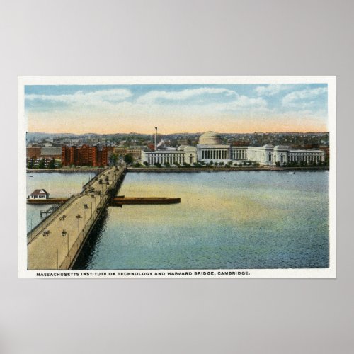 General View of MIT and Harvard Bridge Poster