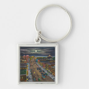 General View of Surf Avenue at Night Keychain