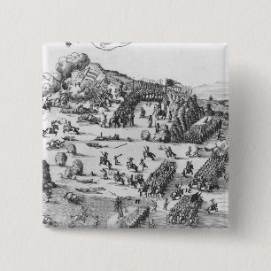 General view of the battle of Muhlberg Pinback Button