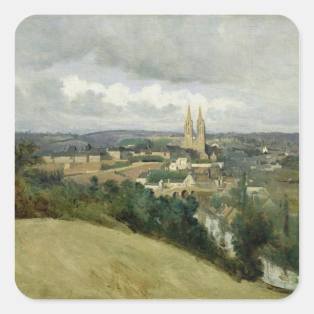 General View of the Town of Saint-Lo, c.1833 Square Sticker (Front)
