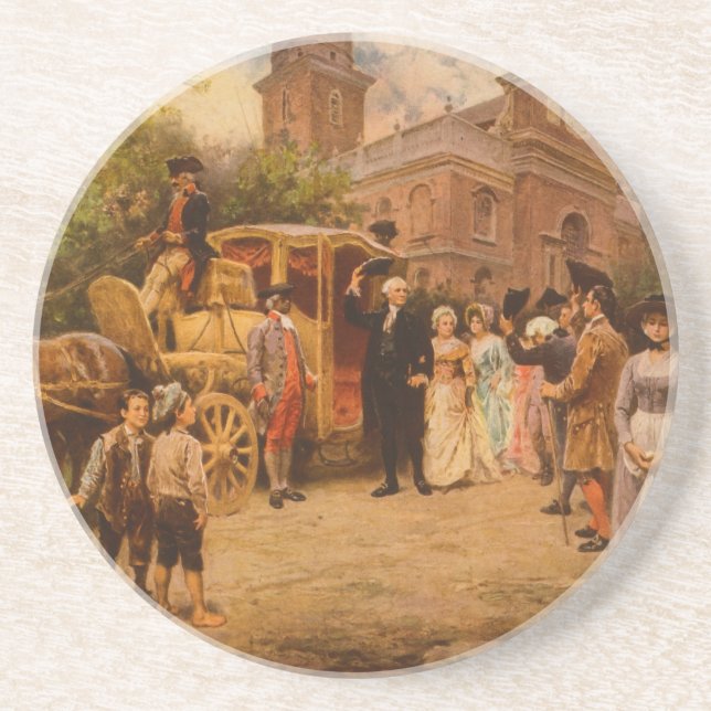 General Washington at Christ Church Easter Sunday Drink Coaster (Front)