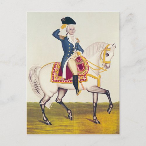 General Washington on a White Charger c1835 Postcard