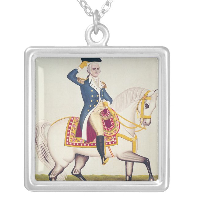 General Washington on a White Charger, c.1835 Silver Plated Necklace (Front)