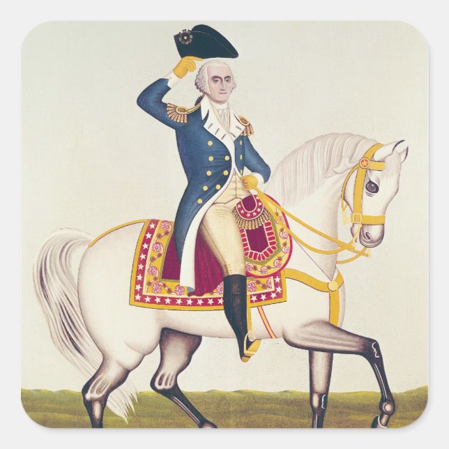 General Washington on a White Charger, c.1835 Square Sticker (Front)