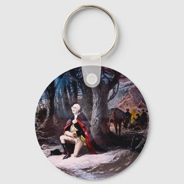 General Washington Praying at Valley Forge, PA Keychain (Front)