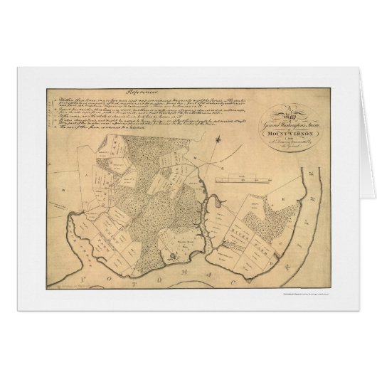 General Washington's Farm Mt Vernon Map 1801 Cards (Front Horizontal)