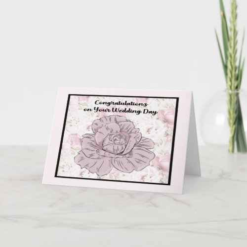 General Wedding Card with Lavender Rose  Flowers