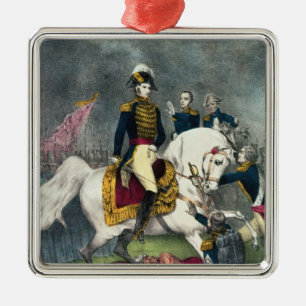 General William H. Harrison at the Battle Metal Ornament
