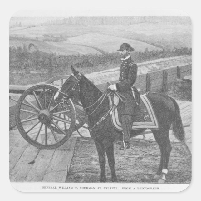 General William Tecumseh Sherman at Atlanta Square Sticker (Front)