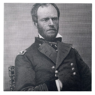 General William Tecumseh Sherman, engraved after a Ceramic Tile