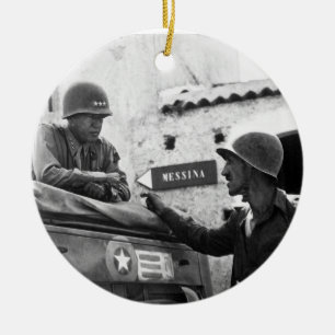 Generaly George S. Patton and Colonel Lyle Bernard Ceramic Ornament