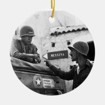 Generaly George S. Patton And Colonel Lyle Bernard Ceramic Ornament by allphotos at Zazzle