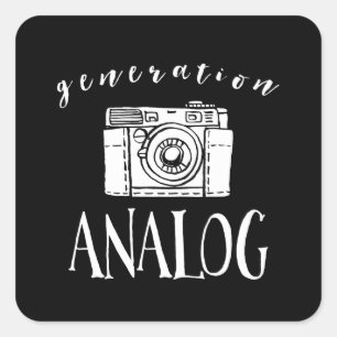 Generation Analog Vintage Camera Photographer Square Sticker