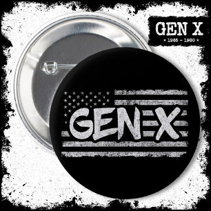 Generation X American Flag Proud Gen Xer Gen X Button