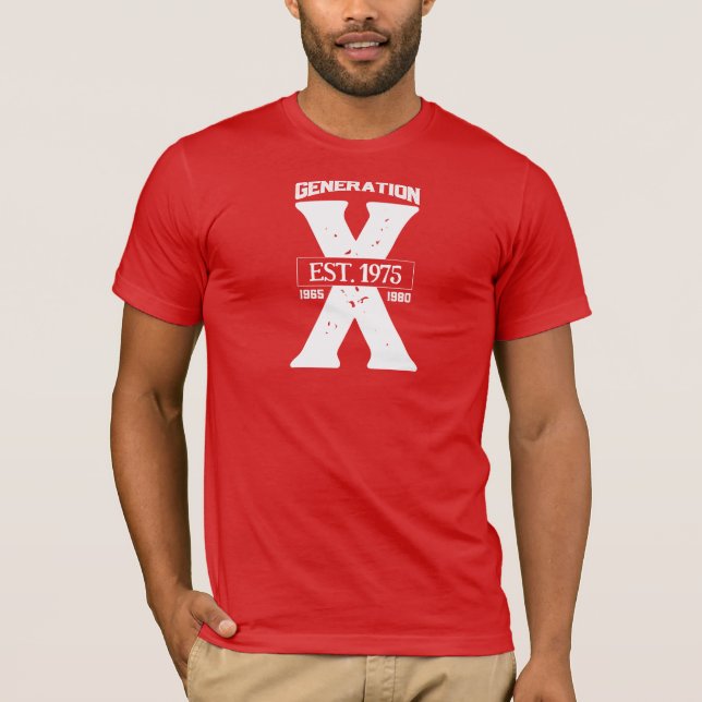 Generation X Personalized Red and White T-Shirt (Front)