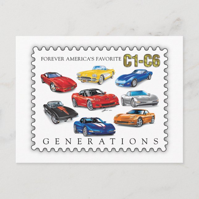 GENERATIONS OF AUTOMOBILE ART HOLIDAY POSTCARD (Front)