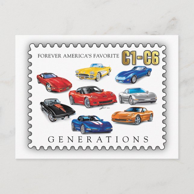 GENERATIONS OF AUTOMOBILE ART HOLIDAY POSTCARD (Front)