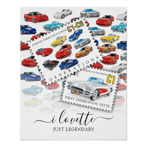 GENERATIONS OF AUTOMOBILE ART POSTER