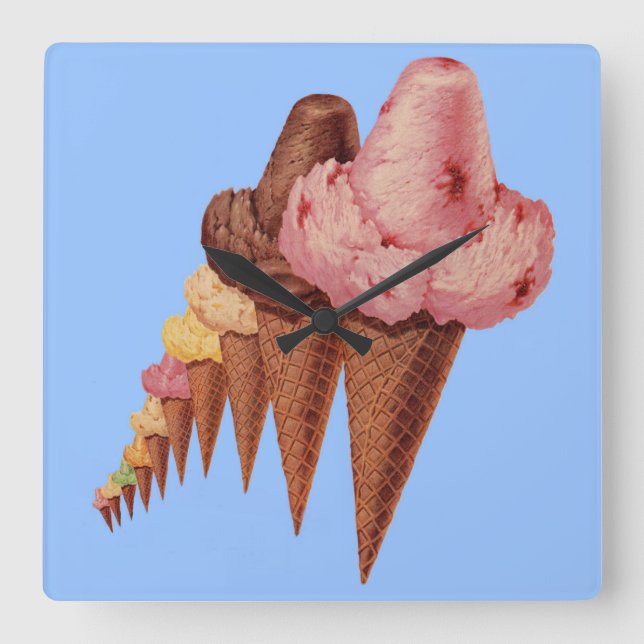 generations of ice cream cones square wall clock (Front)