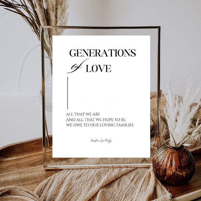 Generations of love Elegant Minimalist Wedding  Pedestal Sign (Creator Uploaded)