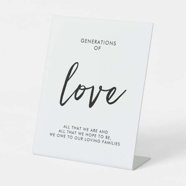 Generations of Love Minimalist Wedding Sign (Front)