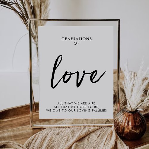 Generations of Love Minimalist Wedding Sign