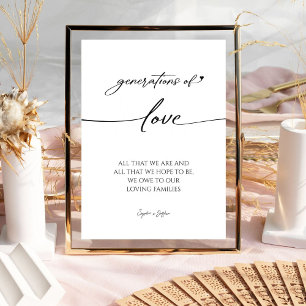 Generations of love Modern Calligraphy Wedding Pedestal Sign