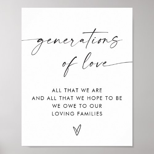 Generations of Love Sign  Modern Wedding Sign 
