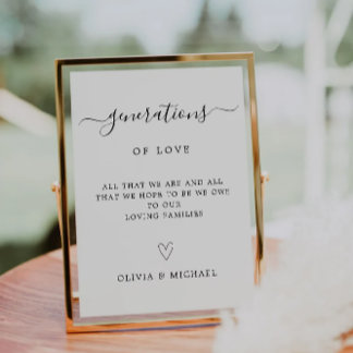 Generations of Love Sign Printable, Minimalist Invitation