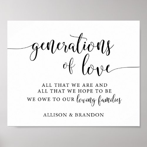 Generations Of Love Wedding Family Thank You Sign