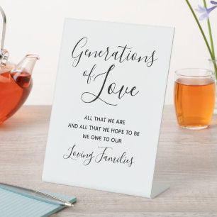 Generations Of Love Wedding Table Pedestal Sign