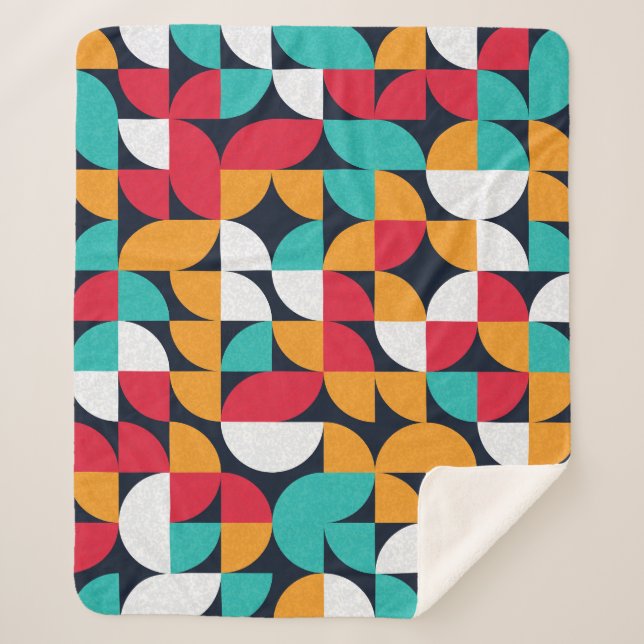 Generative Art: Colorful Triangle Pattern Sherpa Blanket (Front)