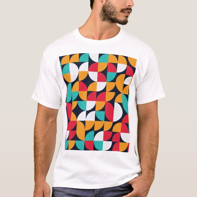 Generative Art: Colorful Triangle Pattern T-Shirt (Front)