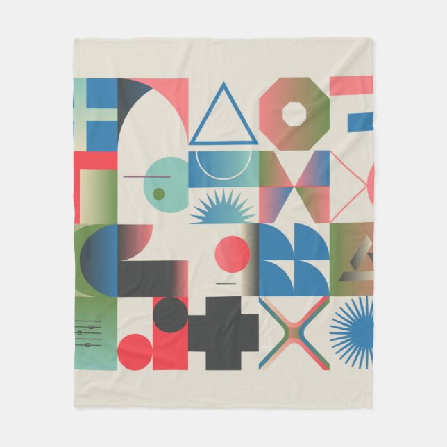 Generative design artwork graphics of bizarre comp fleece blanket (Front)