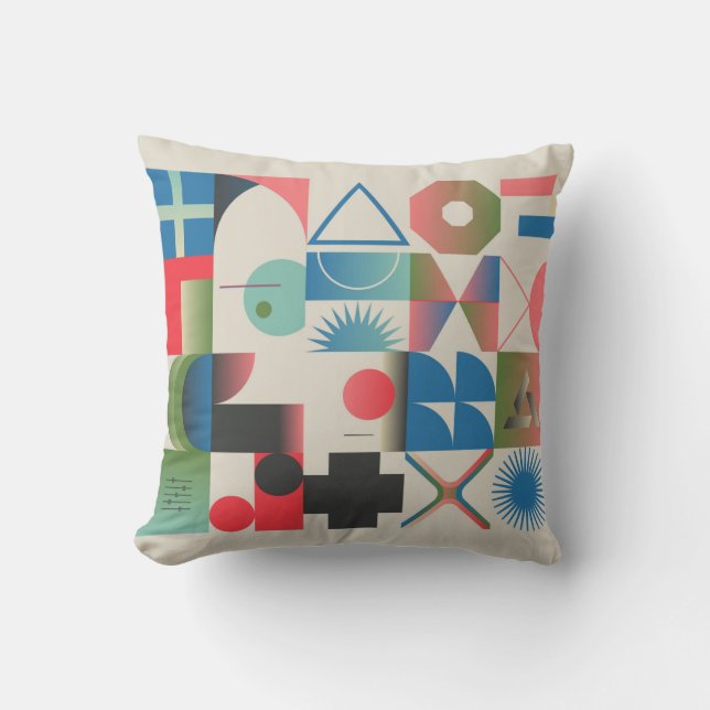 Generative design artwork graphics of bizarre comp throw pillow (Front)