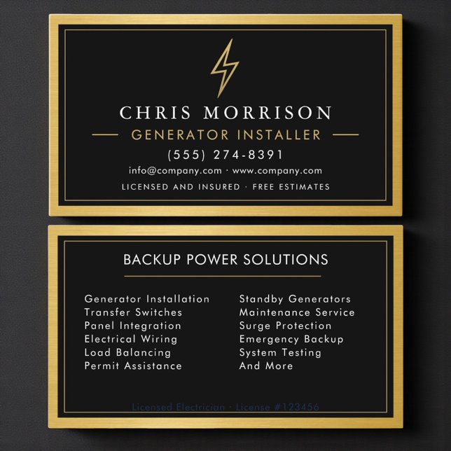 Generator Installer Metallic Business Card (Creator Uploaded)